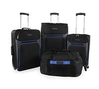 NAUTICA Seascape Collection 4pc Softside Luggage Set, Black/Blue, Seascape Collection 4pc Softside Luggage Set