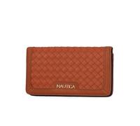 Nautica Seaside Slim RFID Wallet for Women - Credit Card Holder with Coin Purse, Women’s Clutch Small Organizer with ID Window, Cognac (Woven), One Size