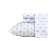 Nautica - Sheet Set, Breathable & Cooling Microfiber Bedding with Matching Pillowcases, Deep Pocket, Fully Elasticized (Nantucket Lobster Ocean Breeze Blue, Queen)