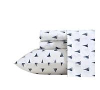 Nautica - Sheets, Cotton Percale Bedding Set with Matching Pillowcase, Crisp & Cool, Deep Pocket (Windtale Boat Navy, Twin XL)