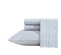 Nautica - Sheets, Cotton Percale Bedding Set with Matching Pillowcases, Crisp & Cool, Deep Pocket (Ikat Wave Blue, Queen)