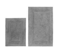 Nautica Soft & Absorbent Cotton Bath Mat, Modern Bathroom Decor, 2 Piece Rug Set, ton Dark Grey