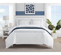 Nautica Soft Bedding with Matching Sham, Embroidered Hotel-Inspired Home Decor, Cotton Blend, Alden Navy, Twin