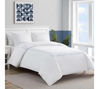 Nautica Soft Bedding with Matching Shams, Embroidered Hotel-Inspired Home Decor, Cotton Blend, Alden Chambray Blue, King