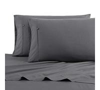 Nautica Solid Collection 100% Cotton Crisp and Breathable 4-Piece Bed Sheet Set, Easy Care Seasons King Grey