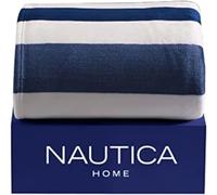 Nautica- Twin Blanket, Ultra Soft & Cozy Plush Home Décor, All Season Bedding (Awning Stripe Navy, Twin)