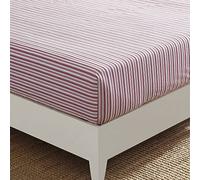 Nautica - Twin Fitted Sheet, Cotton Percale Bedding, Casual Home Decor (Coleridge Stripe Red, Twin)