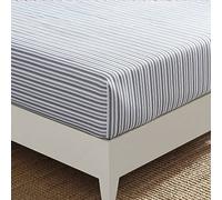 Nautica - Twin Fitted Sheet, Cotton Percale Bedding, Crisp & Cool, Casual Home Decor (Coleridge Stripe Charcoal, Twin)