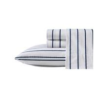 Nautica - Twin Sheet Set, Cotton Percale Bedding Set, Crisp & Cool, Lightweight & Breathable (Brenton Stripe Navy Blue, Twin)