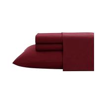 Nautica - Twin Sheet Set, Cotton Percale Bedding Set, Crisp & Cool, Lightweight & Breathable (Solid Dark Red, Twin)