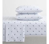 Nautica - Cotton Percale Twin Bedding Set - Audley Stripe Blue - Dorm Room Essentials