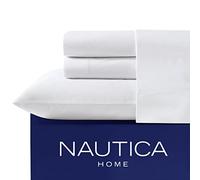 Nautica - Twin XL Sheet Set, Cotton Percale Bedding Set, Crisp & Cool, Dorm Room Essentials (White, Twin XL)
