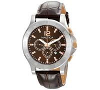 Nautica Unisex N22620G NCS 801 "Classic Stainless Steel Watch with Brown Leather Band