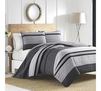 Nautica Vessey Cotton Pieced Quilt, Twin, 100% Cottton, Gray