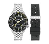 Nautica Men's NAPNVF303 Vintage Receycled Stainless Steel Bracelet & Black Silicone Strap Watch, Red, Modern