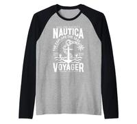 Nautica Voyager Explore the Seas Vintage Nautical Anchor Art Raglan Baseball Tee