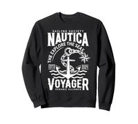 Nautica Voyager Explore the Seas Vintage Nautical Anchor Art Sweatshirt