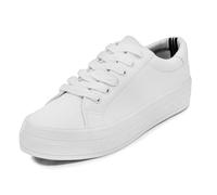 Nautica Women’s Lace-Up Fashion Sneakers - Low-Top Casual Walking & Tennis Shoes with Platform or Regular Heel, Aelisa X White, 8 UK