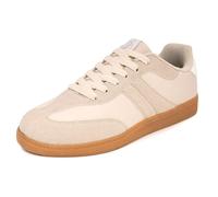 Nautica Women’s Sneakers - Casual Lace-Up Low Top Tennis Shoes with Vegan Leather and Suede Design, Classic Gum Sole Comfort Trainers, Cream-keota, 4.5 UK