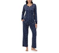 Nautica Womens 2 Piece Fleece Pajama Sleepwear Set (Medium, Navy Blue Dots)