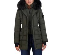 Nautica Women's 3/4 Heavyweight Mist Puffer Jacket, Military Green, XL