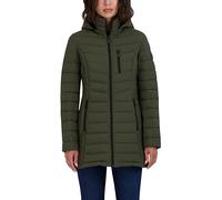 Nautica Women's 3/4 Midweight Stretch Puffer Jacket with Hood, Mil Green, M