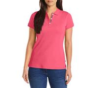 Nautica Women's 3-Button Short Sleeve Breathable 100% Cotton Polo Shirt, Melon Pink, L