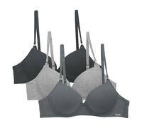 Nautica Women's 3-Pack Bras Cotton Blend Light Lift Everyday T-Shirt Bra Set, Moon Ray/Md Heather Grey/Chainmetal, 34C