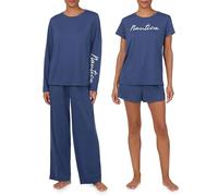Nautica Womens 4 Piece Sleep & Lounge Pajama Set - Lightweight French Terry - Long & Short Sleeve PJ Top, Pants & Shorts, Navy, S