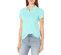 Nautica Women's 5-Button Short Sleeve Breathable 100% Cotton Polo Shirt, Aruba Blue, L