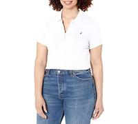 Nautica Women's 5-Button Short Sleeve Breathable 100% Cotton Polo Shirt, Bright White, XL