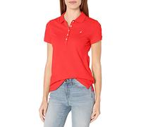 Nautica Women's 5-Button Short Sleeve Breathable 100% Cotton Polo Shirt, Hibiscus, L
