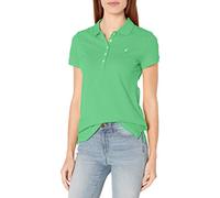 Nautica Women's 5-Button Short Sleeve Breathable 100% Cotton Polo Shirt, Leaf Green, XS