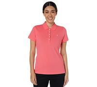Nautica Women's 5-Button Short Sleeve Breathable 100% Cotton Polo Shirt, Melon Pink, S