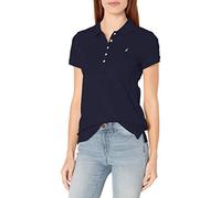 Nautica Women's 5-Button Short Sleeve Breathable 100% Cotton Polo Shirt, Navy, S