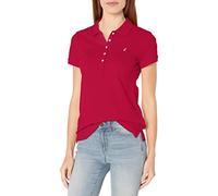 Nautica Women's 5-Button Short Sleeve Breathable 100% Cotton Polo Shirt Red, XL