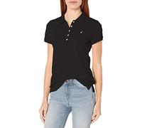 Nautica Women's 5-Button Short Sleeve Breathable 100% Cotton Polo Shirt, True Black, M