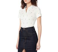 Nautica Women's Classic Fit Striped V-Neck Collar Stretch Cotton Polo Shirt, Bright White, XX-Large