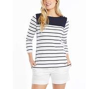 Nautica Women's Boatneck 3/4 Sleeve 100% Cotton Shirt, Indigo, X-Small