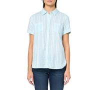 Nautica Women's Button Front Short Sleeve Camp Shirt, Porcelain Blue/Bright White, XL