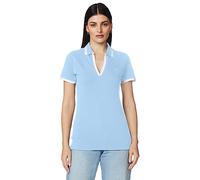 Nautica Women's Classic Fit Striped V-Neck Collar Stretch Cotton Polo Shirt, Della Robbia Blue, X-Small