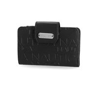 Nautica Womens, Close Reach Vegan Leather RFID Wallet, Small Credit Card Holder Purse with Zipper Coin Pocket and ID Window, Black Embossed