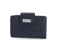 Nautica Womens, Close Reach Vegan Leather RFID Wallet, Small Credit Card Holder Purse with Zipper Coin Pocket and ID Window, Indigo Embossed