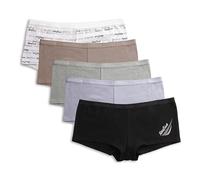 Nautica Women's Cotton Boyshort Underwear Set, 5-Pack, Black/Blue Granite/Md Heather Grey/Sphinx/Nt Logo, M