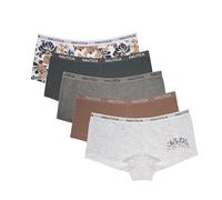 Nautica Women's Cotton Boyshort Underwear Set, 5-Pack, Lt Bleach Heather/Cafe Latte/Md Heather Grey/Chainmetal/Brush Floral, M