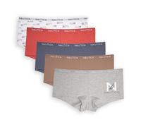 Nautica Women's Cotton Boyshort Underwear Set, 5-Pack, Md Heather Grey/Endless Dusk/Ondine Blush/Slate Rose/Nt Flag, L