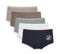 Nautica Women's Cotton Boyshort Underwear Set, 5-Pack, Nocturnal Navy/White/Blue Sage/Volcano Ash/Nt Blue Dot, L