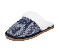Nautica Women's Cozy Clog Slippers with Plush Faux Fur Collar and Durable Rubber Sole for Indoor & Outdoor Comfort, Navy-calyer, Small