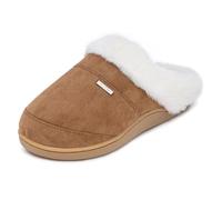 Nautica Women's Cozy Clog Slippers with Plush Faux Fur Collar and Durable Rubber Sole for Indoor & Outdoor Comfort, Tan, Small