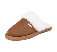 Nautica Women's Cozy Clog Slippers with Plush Faux Fur Collar and Durable Rubber Sole for Indoor & Outdoor Comfort, Tan-somersby, Large